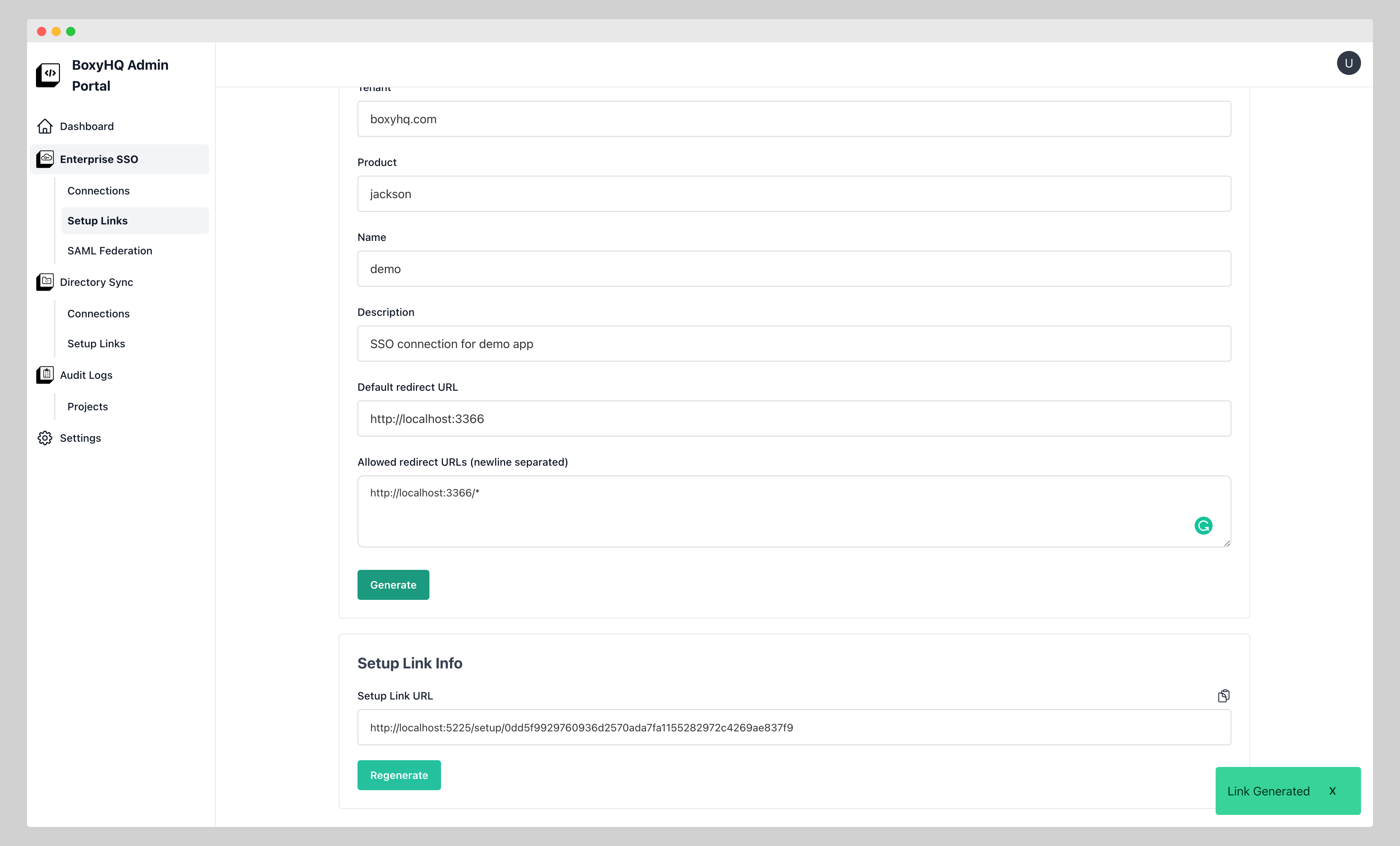 link created