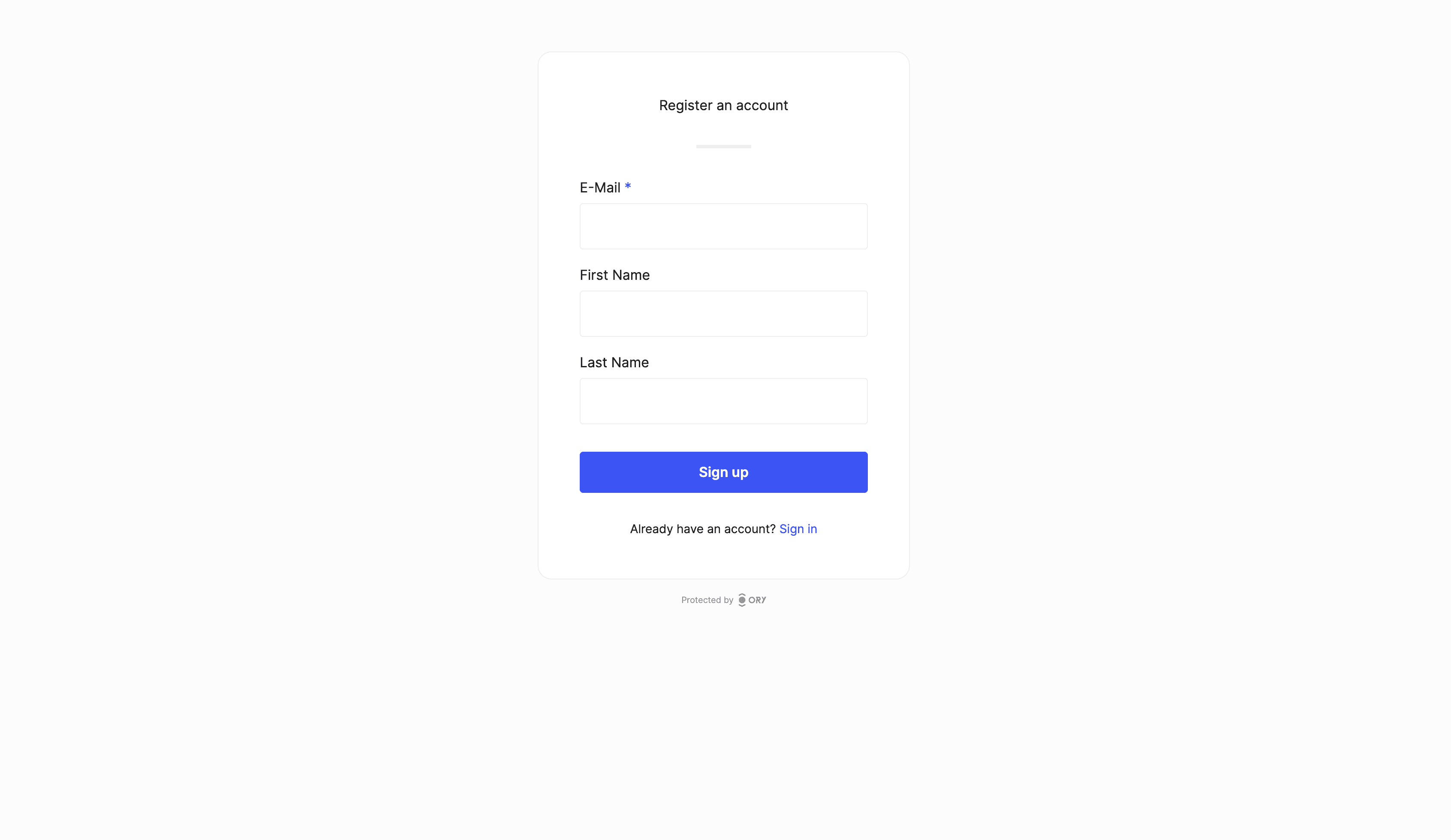 Registration screen of your secured app